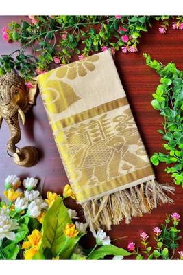 off white paisley zari tissue kasavu saree 2
