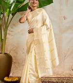Varnitha geometric woven design zari pure cotton kasavu saree