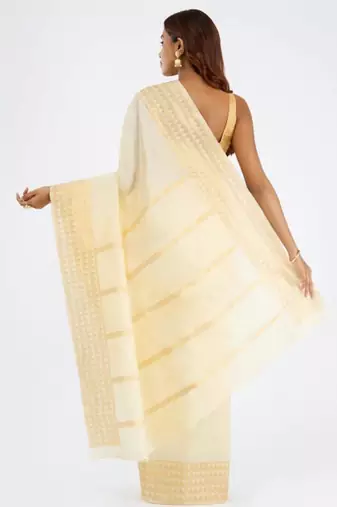 Varnitha geometric woven design zari pure cotton kasavu saree