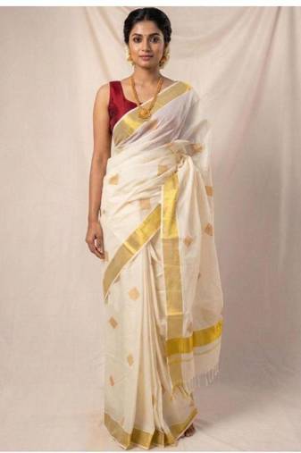 Golden diamond kasavu cotton running blouse sarees