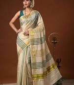 Striped zari tissue designer kasavu saree