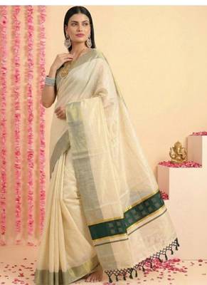 dark green tissue chathura kerala saree with zari work 3