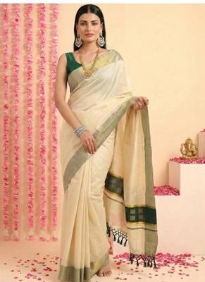 dark green tissue chathura kerala saree with zari work 4