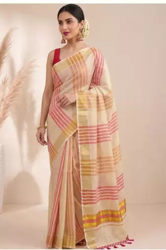 Striped zari tissue designer kasavu saree