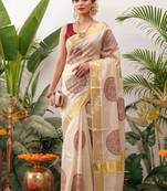 Floral zari tissue designer kasavu saree
