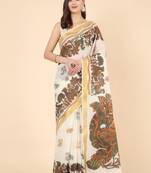 Ethnic motifs zari pure cotton kasavu saree