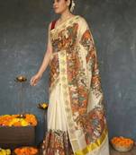 Ethnic motifs pure cotton handloom kasavu saree