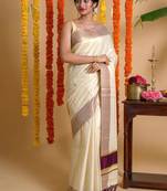 Solid zari tissue kasavu saree