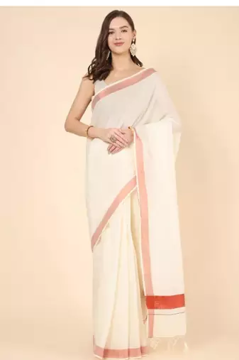 Zari pure cotton kasavu saree