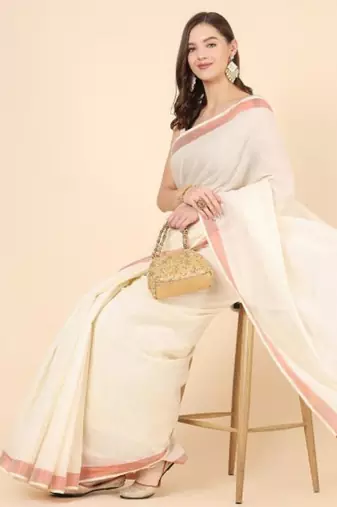 Zari pure cotton kasavu saree