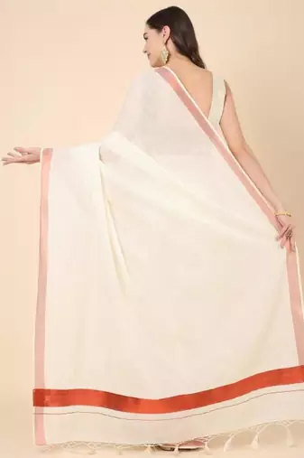 Zari pure cotton kasavu saree