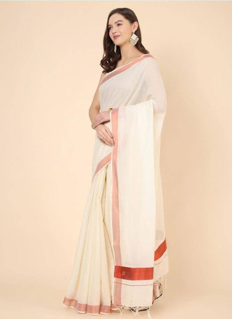 Zari pure cotton kasavu saree