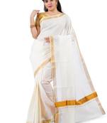 Zari pure cotton ready to wear kasavu saree