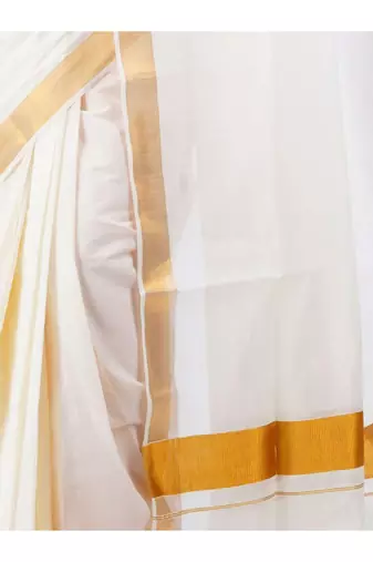 Zari pure cotton ready to wear kasavu saree