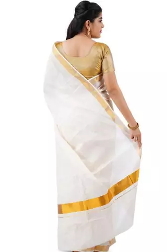 Zari pure cotton ready to wear kasavu saree