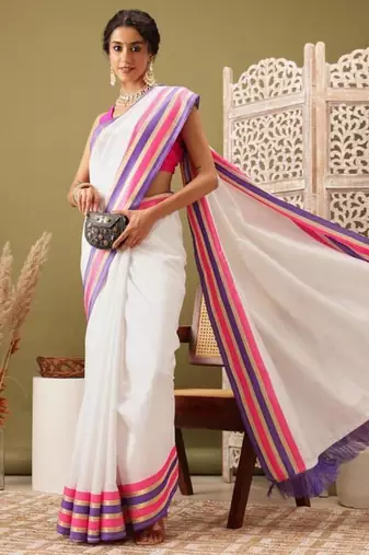 Zari kasavu saree with blouse piece