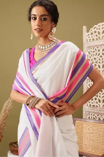 Zari kasavu saree with blouse piece