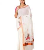 Ethnic motifs zari pure cotton kasavu saree