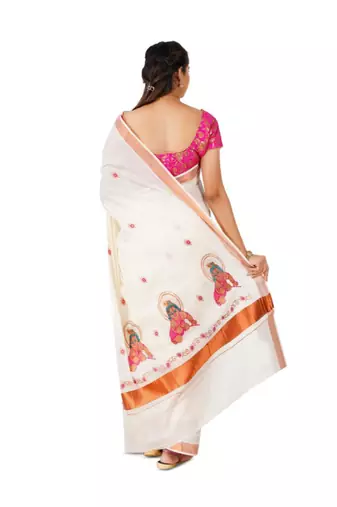 Ethnic motifs zari pure cotton kasavu saree