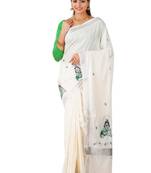Ethnic motifs zari pure cotton kasavu saree