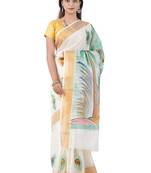 Ethnic motifs zari pure cotton kasavu saree