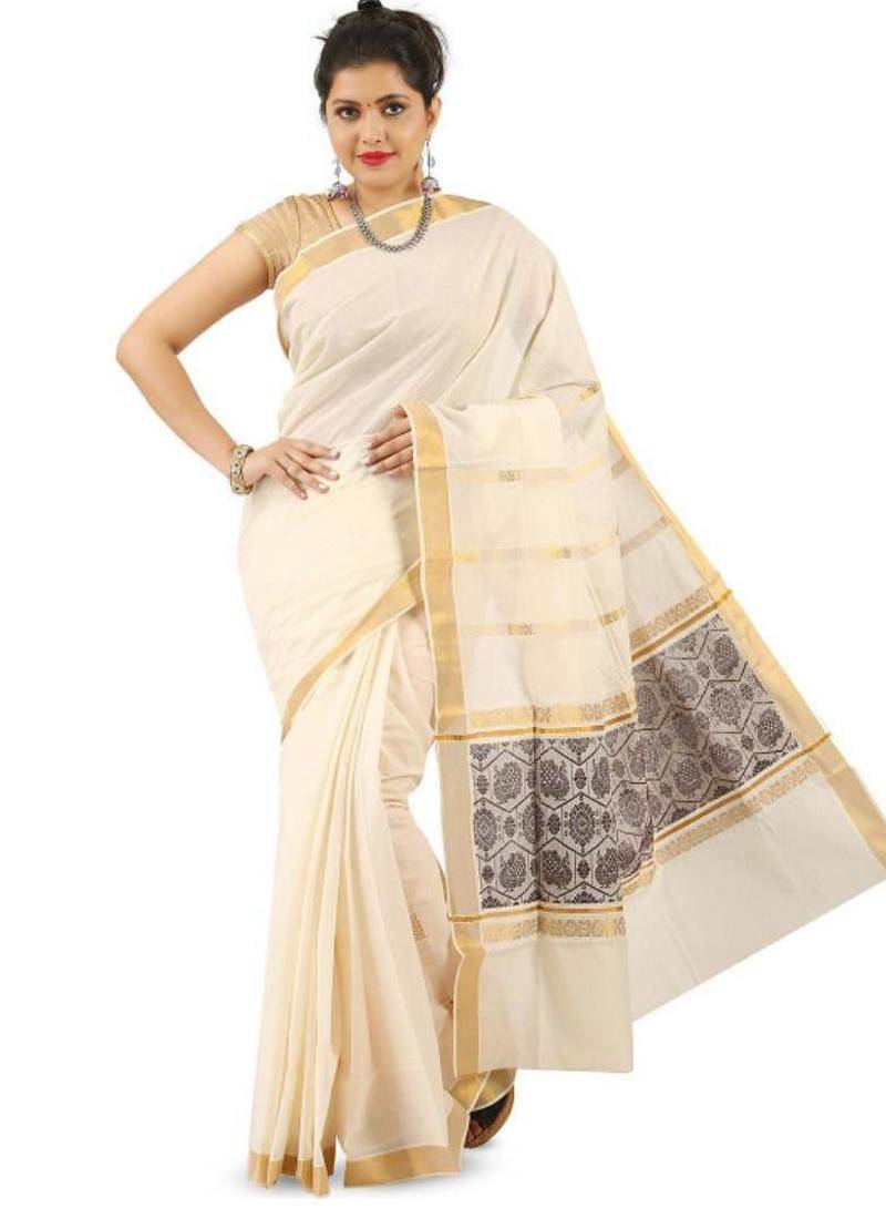 Zari pure cotton kasavu saree
