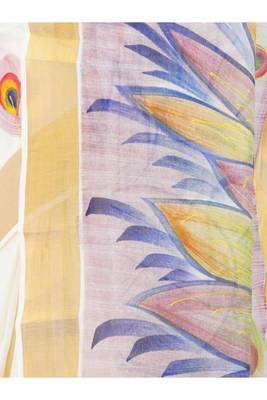 off white hand painted peacock cotton kasavu saree 2