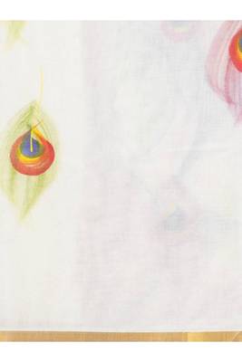 off white hand painted peacock cotton kasavu saree 3