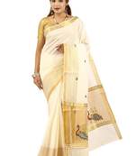 Ethnic motifs zari pure cotton kasavu saree
