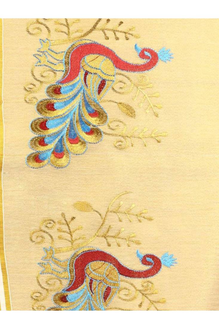 Ethnic motifs zari pure cotton kasavu saree