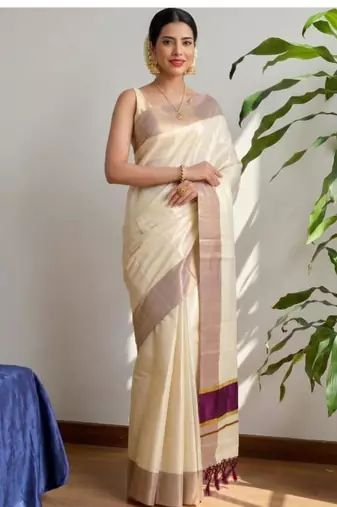 Zari tissue designer kasavu saree