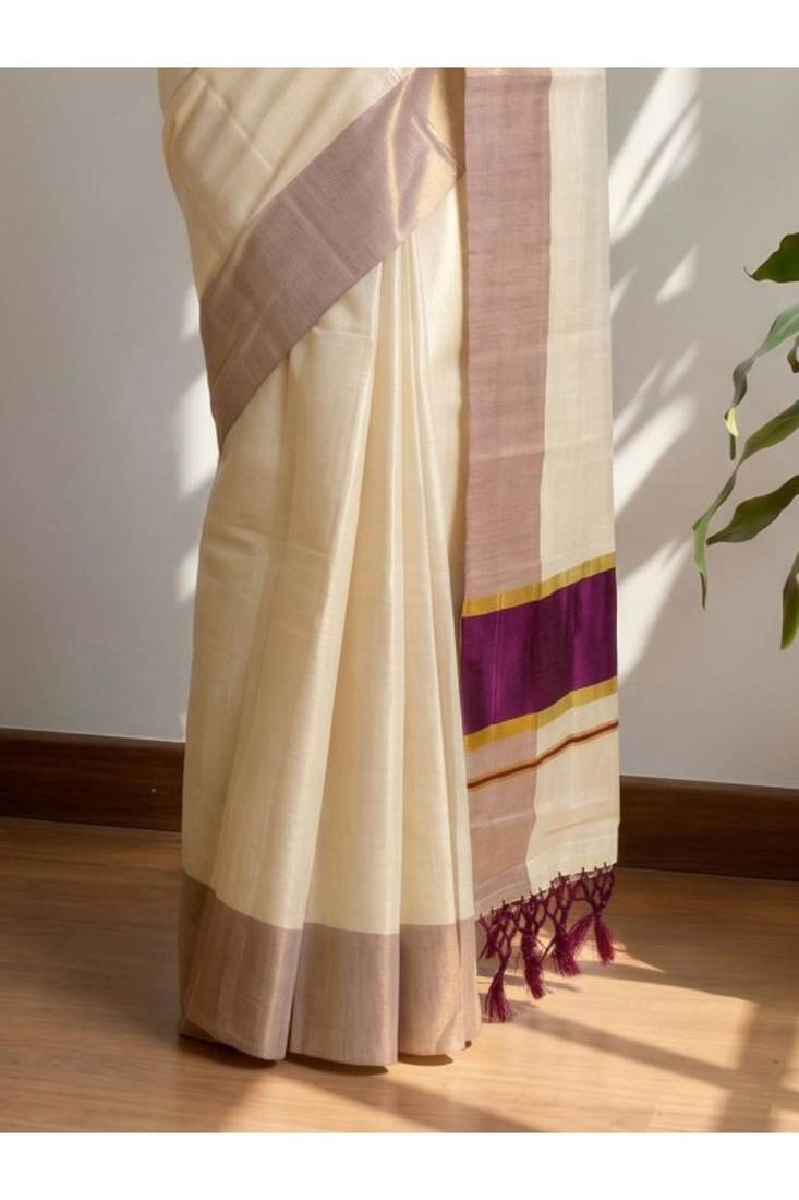 Zari tissue designer kasavu saree