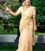 Women zari silk cotton kasavu saree
