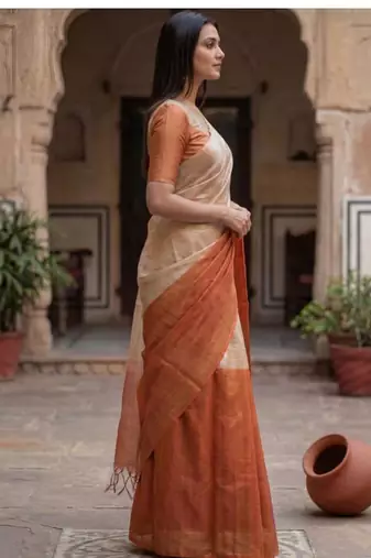 Woven design tissue handloom kasavu saree