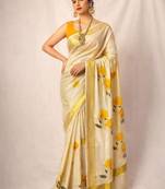 Leaf embroidery kasavu tissue kerala running blouse sarees