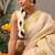 Woven design zari silk blend fusion kasavu saree