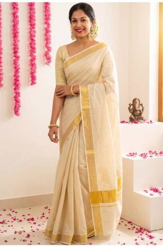 Tissue handloom kasavu saree