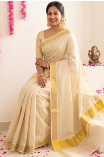 Tissue handloom kasavu saree