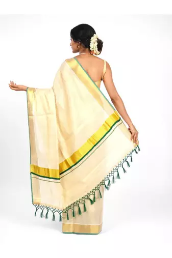 Zari woven design tissue kasavu saree