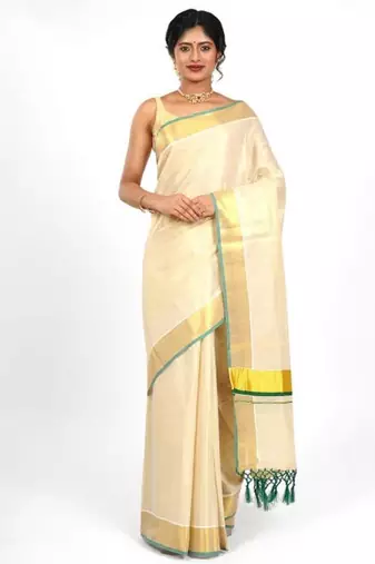 Zari woven design tissue kasavu saree