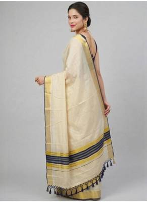 off white zari tussel tissue kerala sarees 3