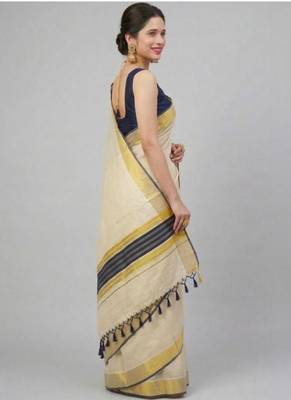 off white zari tussel tissue kerala sarees 4