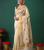 Woven design zari tissue designer kasavu saree