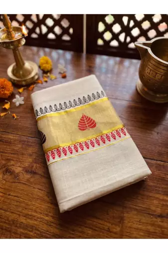 Woven design zari tissue designer kasavu saree