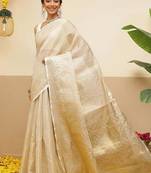 Woven design zari tissue handloom kasavu saree