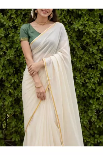 Pure cotton kasavu saree