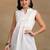 Women white pure cotton floral embroidered hip length collared neck sleeveless lucknowi chikankari short kurta