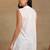 Women white pure cotton floral embroidered hip length collared neck sleeveless lucknowi chikankari short kurta
