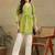 Women white pure cotton floral embroidered  chikankari short kurti with tie-up waist