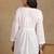 Women white pure cotton floral embroidered  chikankari short kurti with tie-up waist